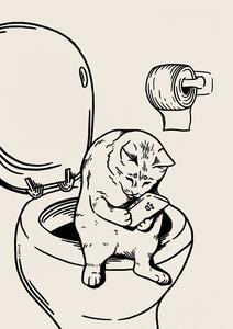 Illustrazione Cat on Toilet in black, Tara Royle