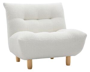 Poltrona scandinava in tessuto effetto lana bouclé bianco e legno chiaro YUMI