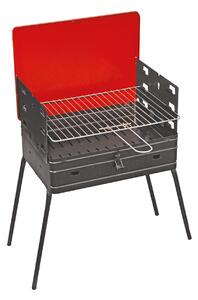 Barbecue a Carbone a Valigetta Portatile 40x30x72 cm Braciere Estraibile in Acciaio Nero e Rosso
