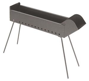 Cuoci Arrosticini a Carbone Filoteo 80x14x75 cm Rampa di Carico e Scarico Cenere in Acciaio Nero