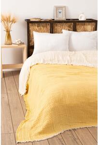 Copriletto in mussola gialla per letto matrimoniale 230x250 cm - Mijolnir
