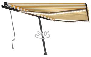 Tenda da Sole Retrattile Manuale LED 450x300 cm Gialla Bianca