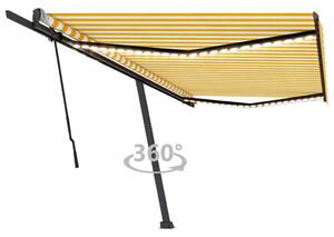 Tenda da Sole Retrattile Manuale LED 500x300 cm Gialla e Bianca