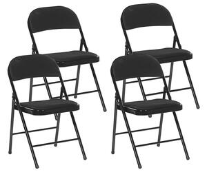 Set di 4 sedie pieghevoli con struttura in metallo Nero sedile e schienale imbottiti in tessuto sedili pieghevoli Beliani