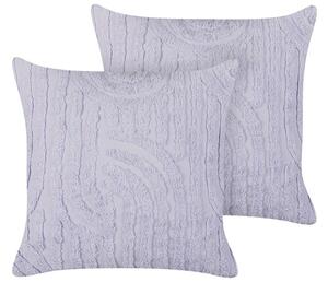 Set di 2 cuscini decorativi in cotone viola imbottitura in poliestere 45 x 45 cm motivo astratto quadrato moderno accessorio per la casa soggiorno camera da letto Beliani