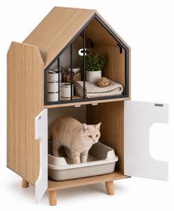 Armadio per lettiera per gatti KOMFOTTEU, con doppia porta, spazio di stoccaggio e toilette nascosta