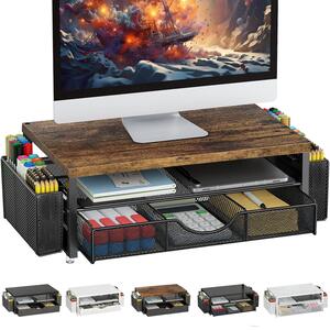 Omgoods - Supporto per monitor con cassetto e organizer - Accessori da scrivania per un ambiente di lavoro ordinato
