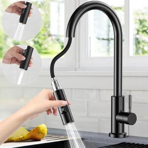Rubinetto da cucina a 360° - Rubinetto da cucina con soffione estraibile - Acciaio inossidabile - Miscelatore ad alta pressione - Facile da installare - Miscelatore per cucina