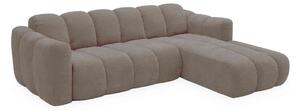 Divano angolare beige allungabile (con penisola a destra) con rivestimento in ciniglia Michell – Miuform