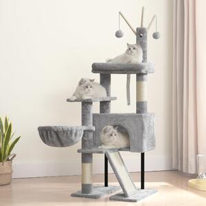 Elzusha - Albero per gatti con piattaforme rimovibili e amaca - Grigio chiaro