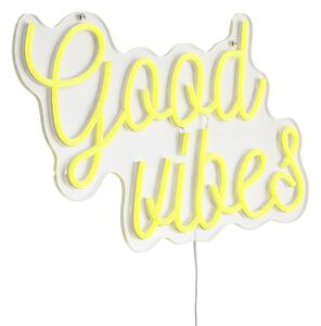 Lampada da parete al neon gialla con LED - Good Vibes