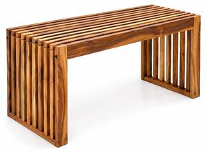 Relaxdays, panchina, legno di acacia oliato, dimensioni: 43 x 90 x 33 cm, ideale per cucina, ingresso, bagno e camera da letto, panca da pranzo, colore marrone