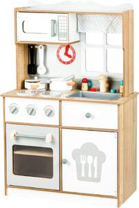 Cucina Giocattolo per Bambini 60x30x93 cm in Legno con Accessori Bianca