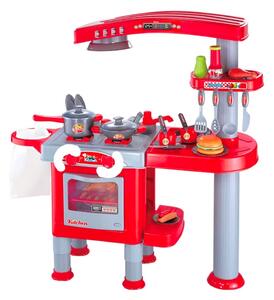 Cucina Giocattolo per Bambini 81x33x83 cm con Accessori Rossa