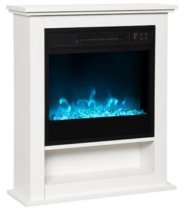 HOMCOM Camino Elettrico 1800W con Fiamme 9 Colori, Telecomando e Timer, Bianco | Aosom Italy