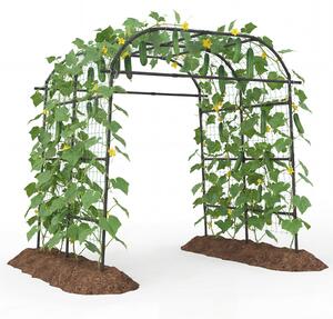 Costway Traliccio ad arco per rampicanti con rete struttura stabile, Arco da giardino in acciaio rivestimento pe resistente alle intemperie cortili matrimoni