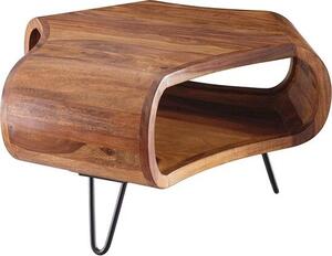 WOHNLING WL5.603 Sheesham 60x60x35 cm Piano in legno massiccio e struttura in metallo | Tavolino retrò rettangolare in legno massiccio marrone | Tavolo da divano Tavolo in legno alla moda