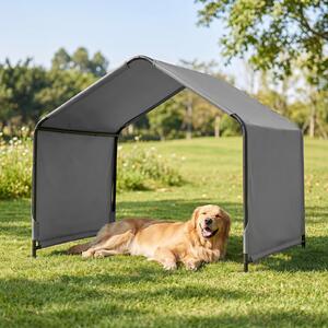 Costway Rifugio ombra per cani grandi/medie/piccole, Casa per animali all'aperto con tetto impermeabile Grigio