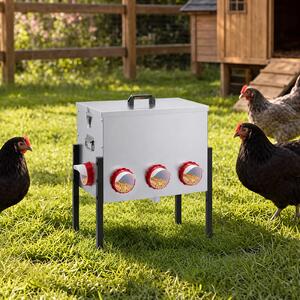 Costway Mangiatoia per galline con 8 aperture altezza regolabile, Mangiatoia automatica per pollame in metallo impermeabile
