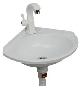 Elzusha - Lavabo angolare compatto in plastica - Bianco - 27,5 x 27,5 cm
