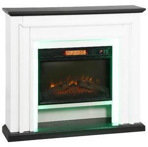HOMCOM Camino Elettrico 1800W con LED RGB, Effetto Fiamma e Mantello, 105x27x97 cm, Nero | Aosom Italy