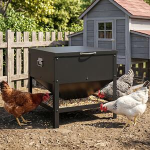 Costway Mangiatoia automatica per polli da 56 l con vassoio spazioso, Distributore di mangime per galline in metallo zincato