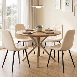 Costway Set di 4 sedie da pranzo imbottite con seduta morbida in schiuma e tessuto, Moderne sedie da cucina per soggiorno e camera Beige