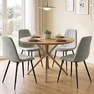 Costway Set di 4 sedie da pranzo imbottite con seduta morbida in schiuma e tessuto, Moderne sedie da cucina per soggiorno e camera Grigio