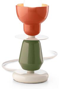 Lumetto Vintage Decò Berimbau Ferro Ceramica Arancio Pokè E Verde 1 Luce E27
