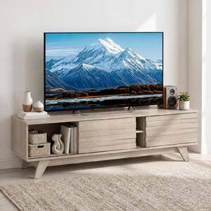 Costway Mobile porta tv fino a 55" con 2 ripiani aperti 2 scomparti portaoggetti con ante scorrevoli e 6 gambe, Supporto tv per soggiorno e camera da letto