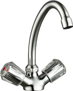 Rubinetto da cucina DUO MIX II di SCHÜTTE, miscelatore da cucina a bassa pressione, rubinetto da cucina orientabile, miscelatore da cucina in cromo