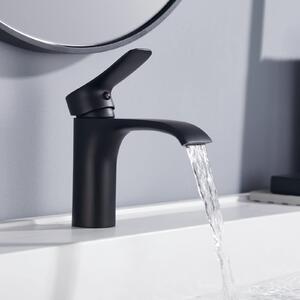 Rubinetto per lavabo nero con erogatore a cascata