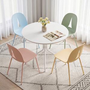 Costway Set di 4 sedie da pranzo in plastica per soggiorno e sala pranzo, Sedia da cucina ergonomica con schienale curvo cavo