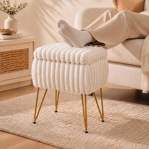 Costway Sgabello da trucco con contenitore per camera da letto e salotto, Sedia da toeletta con coperchio reversibile Beige