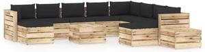 Set Divani da Giardino con Cuscini 12 pz Legno Impregnato Verde
