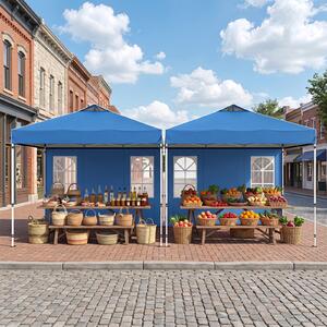 Costway Gazebo da giardino 3 x 3 m con 4 pareti laterali removibili e 8 picchetti, Gazebo pieghevole da esterno struttura in metallo Blu