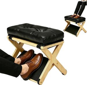 Elzusha - Poggiapiedi da scrivania in legno 2-in-1 - Antiscivolo con rivestimento morbido