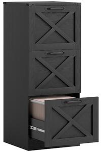 HOMCOM Cassettiera da Ufficio con 3 Cassetti per Cartelle A4, 40x40x101 cm, Nero | Aosom Italy