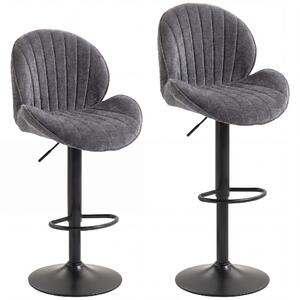 HOMCOM Set 2 Sgabelli da Bar Girevoli a 360° con Schienale, Regolabili 62-83 cm, Grigio | Aosom Italy