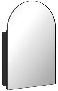 HOMCOM Armadietto con Specchio da Bagno, Porta Curva 180° e 3 Ripiani, 50x12x76 cm, Nero | Aosom Italy