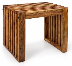 Relaxdays, panchina, legno di acacia oliato, dimensioni: 43 x 45 x 33 cm, ideale per cucina, ingresso, bagno e camera da letto, panca da pranzo, colore marrone