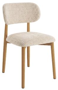 ALMO Beige (tessuto Juto 4) / telaio in rovere laccato - SEDIA IN LEGNO PER SOGGIORNO SALA DA PRANZO CUCINA RETRO