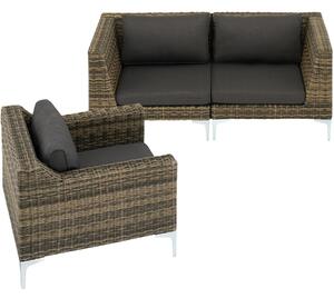 Tectake 404655 set modulare in rattan villanova 1 2 posti alluminio - antracite-melange