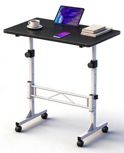 Omgoods - Scrivania regolabile in altezza con ruote, scrivania mobile per computer, nera e bianca - Regolabile in altezza, ideale per casa o ufficio