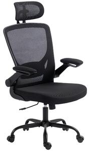 HOMCOM Sedia da Ufficio Ergonomica in Rete con Poggiatesta Regolabile, Nera | Aosom Italy