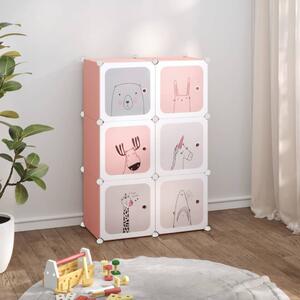 Scaffale Portaoggetti per Bambini con 6 Cubi Rosa in PP