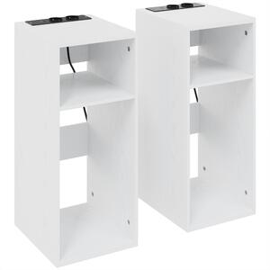 HOMCOM Set 2 Tavolini da Salotto Moderni con Ripiani Aperti, 2 prese AC e 2 porte USB, Design Sottile, Bianco | Aosom Italy