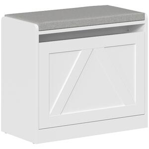 HOMCOM Panca Scarpiera con Cassetto a Ribalta, 60x30x52 cm, Bianco | Aosom Italy