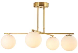HOMCOM Lampadario a Sospensione con 4 Sfere, Altezza Regolabile, Rotazione a 350°, Lampada Moderna in Acciaio, Oro | Aosom Italy