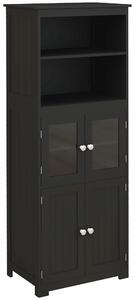 HOMCOM Mobile Dispensa con 2 Ripiani Aperti e 2 Armadietti con Ante, in MDF e Vetro, 60x30x162 cm, Nero | Aosom Italy